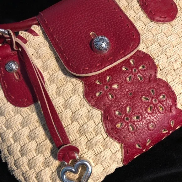 Brighton Red and Tan Woven Straw Bag - Picture 3 of 11